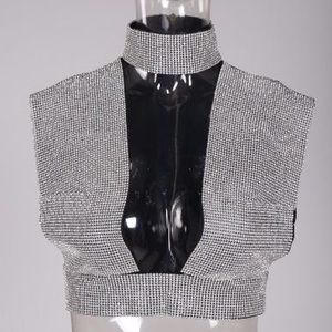 Angel Brinks Fashion Deep V rhinestone top